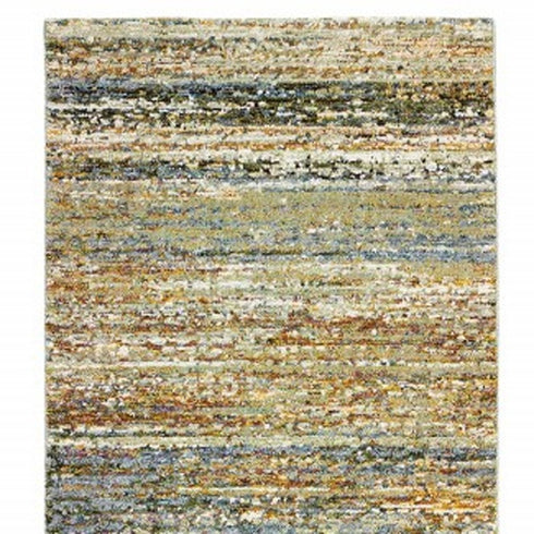 2' X 8' Gold And Slate Abstract Runner Rug